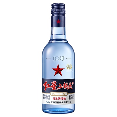 红星二锅头43度白酒250ml×1瓶