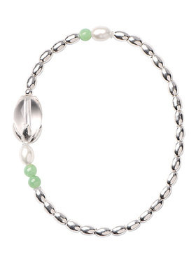 觉人复古百搭925纯银米珠手链女