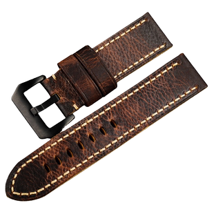 定做真皮表带 定制头层牛皮加长20 22 24MM适配沛纳海帝陀男表链