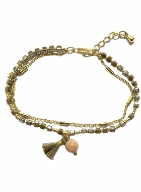 vikiko沼泽色方形水晶女小吊手链