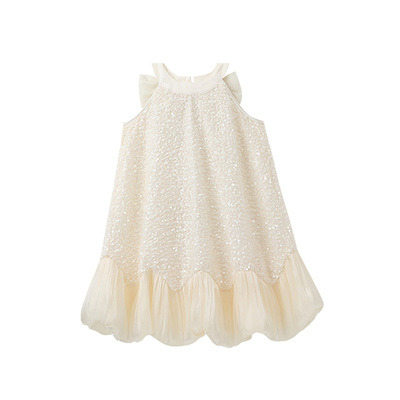 布丁哈鲁童装夏装女童挂脖裙子2026夏季新款儿童甜美公主风连衣裙