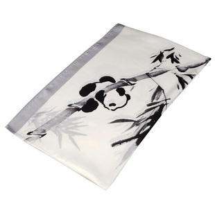 大熊猫桑蚕丝真丝围巾丝巾出国送外宾礼物包邮促销四川特色礼品