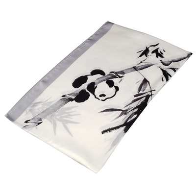 大熊猫真丝丝巾围巾成都特产春秋