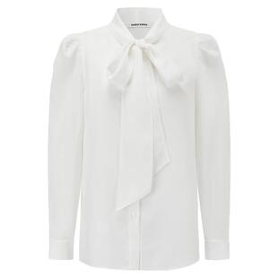 张晋宜|蔡文静|熊黛林同款 SHRO ENRO 夏季新款复古系带衬衫上衣