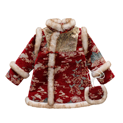 女童加绒旗袍拜年服加绒加厚