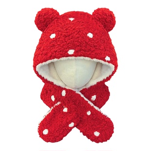 Classy key新加坡设计师联名款小熊耳朵毛绒帽围巾一体护耳帽