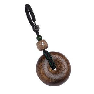 大善堂沉香木钥匙扣平安扣汽车挂件男木质挂饰吊坠马年车钥匙挂件