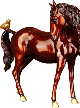 『2026马年礼品』马迎财喜铜摆件