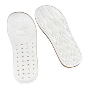 手工PVC白色橡胶加厚加宽带字吹气地板防滑耐磨无声牛筋拖鞋软底