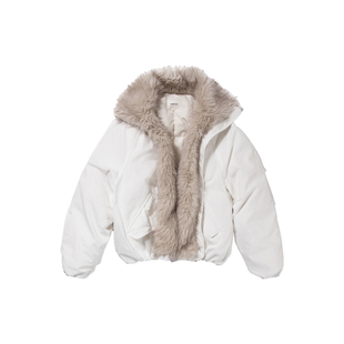 CountryMoment 座山雕毛领派克羽绒服女冬保暖短外套立领宽松夹克