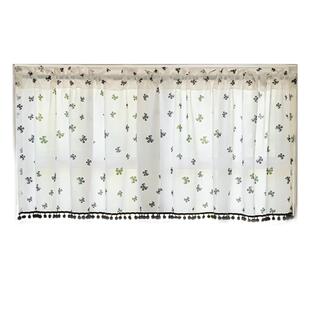 法式窗纱帘小清新蝴蝶半帘门帘小窗帘透光穿杆厨房卧室短帘免打孔