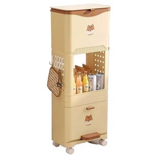 厨房垃圾桶家用夹缝式加高轮可移动高颜值免弯腰大容量带盖卫生桶