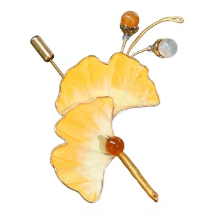 繁花入梦丨手工非遗绒花胸针银杏叶胸花国风外套别针送礼物男女