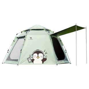 骆驼抱抱鹅六角黑胶户外露营公园野营自动速开帐篷2026新品