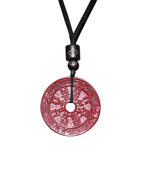 山鬼花钱吊坠湘西朱砂原矿品质