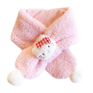 卡通KT猫儿童保暖围巾2025新款加厚防寒女童上学保暖围脖护颈脖套