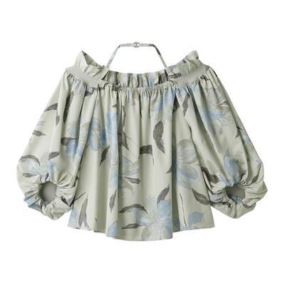 1字领灯笼袖衬衫上衣LILYBROWN