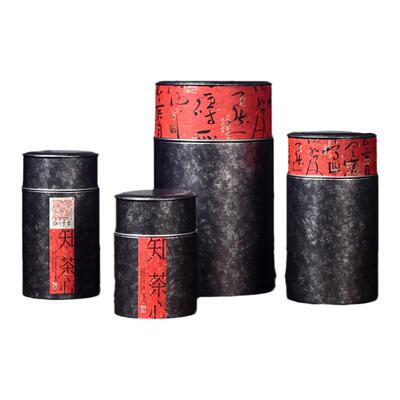金属复古灰茶叶罐圆形铁罐