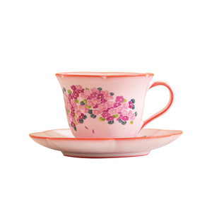 臻尧粉色猪油冻熊猫咖啡杯泡茶杯专用陶瓷茶具高颜值女士主人杯