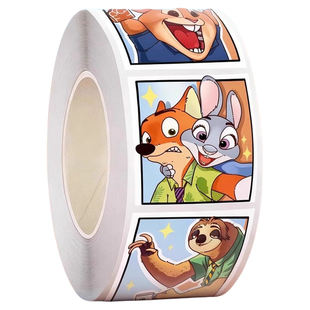 疯狂动物城2卷卷贴朱迪尼克周边贴画儿童卡通动漫diy手账男女孩奖励贴可爱装饰贴纸幼儿园送礼物封口贴