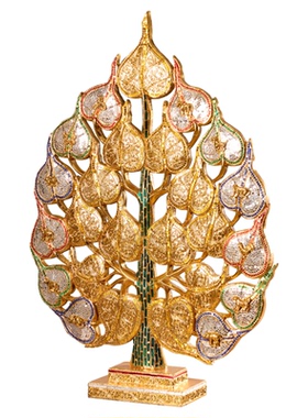 泰国木雕工艺品金菩提叶摆件