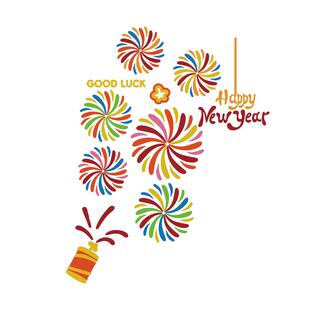 马新年贴纸2026过春节医院科室护士站前台氛围布置装饰品造景烟花