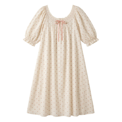 带胸垫纯棉睡裙棉纱睡衣公主风