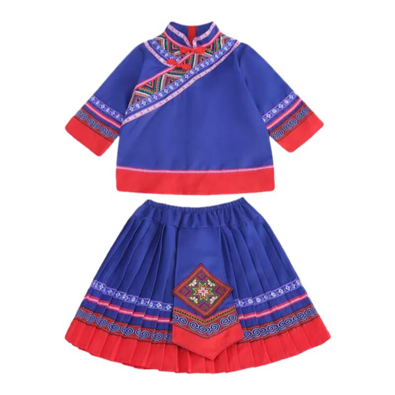 畲族少数民族服装儿童男童女童彝族衣服凉山男女幼儿云南表演服饰