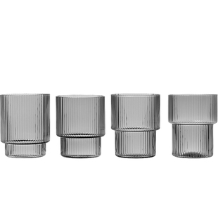 丹麦Ferm Living涟漪水杯玻璃杯果汁杯家用杯子冷水壶酒杯透明