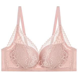 爱美丽IMIS内衣女新款蕾丝无钢圈聚拢3/4中厚蜜桃杯文胸IM17BNR2