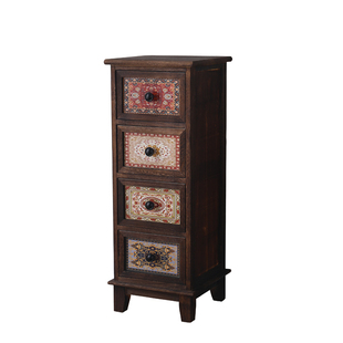美式彩绘五斗柜实木夹缝收纳柜30cm窄柜子卧室角落缝隙复古小立柜