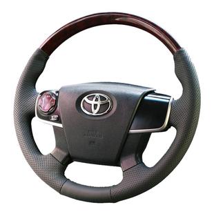 专用于丰田凯美瑞方向盘套真皮手缝半包漏桃木款七代凯美瑞原厂款