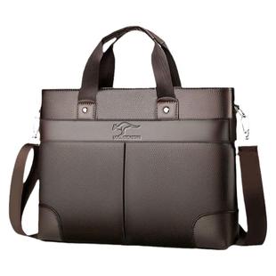 真皮质感男士手提包商务包公文包商务休闲斜挎包时尚简约男包