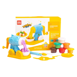 得力面条机儿童玩具套装橡皮泥黏土彩泥幼儿粘土模具汉堡机幼儿宝宝手工diy黏土沙玩具套装送礼新年礼盒