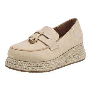 星期六草编一脚蹬厚底乐福鞋女2025新款增高鞋软底舒适休闲单鞋子