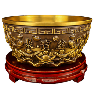 招财聚宝盆黄铜店铺摆件店里2025年聚财开业沈万三同款纯铜存钱罐