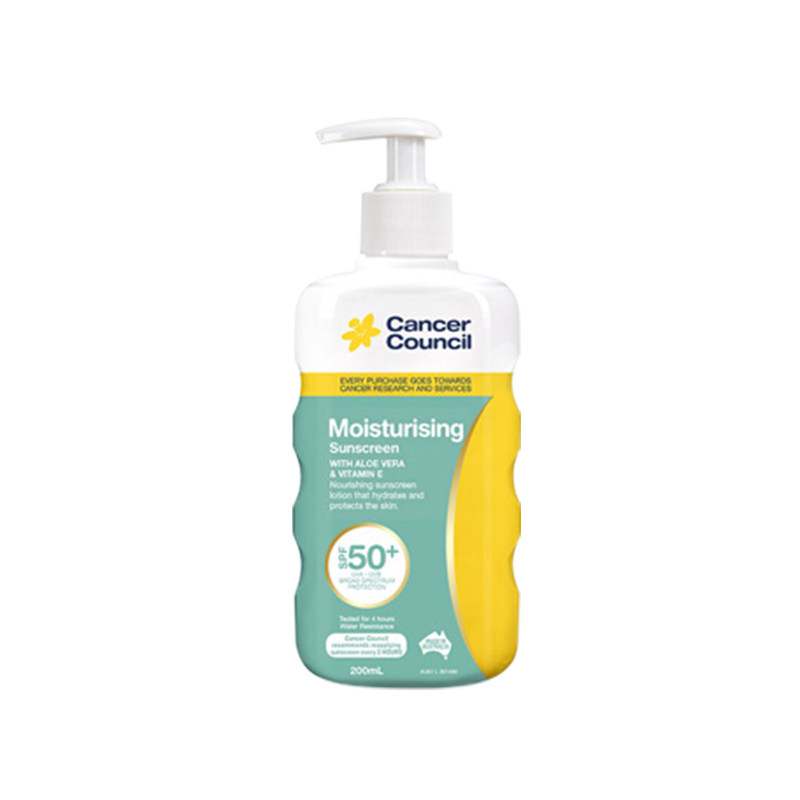 澳洲Cancer Council补水保湿润肤型SPF50+防晒霜含维E芦荟胶200ml