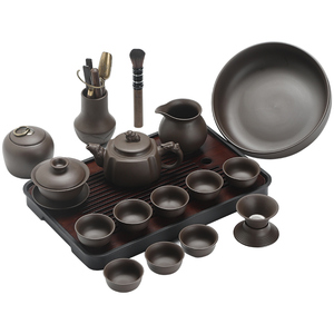 紫砂茶具套装功夫家用客厅中式整套茶壶盖碗茶盘茶杯办公室泡茶器