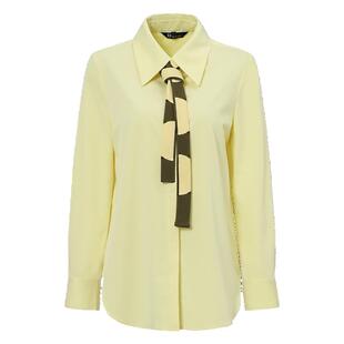 IDPAN女装秋季新款时尚设计职场气质都市极简衬衫领长袖上衣