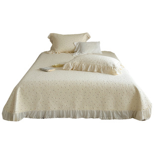 法式高端全棉双层纱床盖三件套新款纯棉a类榻榻米床单不移位四季