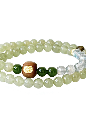 天然和田玉晴水碧玉手串老山檀女