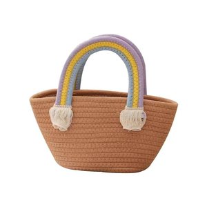 可爱彩虹棉绳编织百搭包女手提儿童生日伴手礼篮子宝宝满月礼品袋