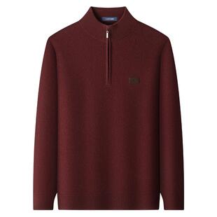 [羊毛羊绒]梦特娇男士羊绒羊毛衫25冬季拉链半高领毛衣加厚保暖J