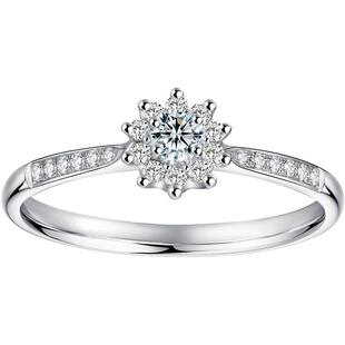 莱绅通灵珠宝 女王桂冠 18K金钻戒女花型群镶钻石戒指女戒求婚戒