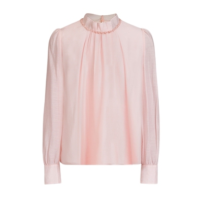 朗姿/MOJO AVENUE莫佐捏褶精致醋酸设计感衬衫2025年新款手