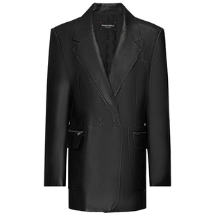 【态度猫旅】FF仿佛短外套2025秋新款女爆款机车短款黑色夹克皮衣