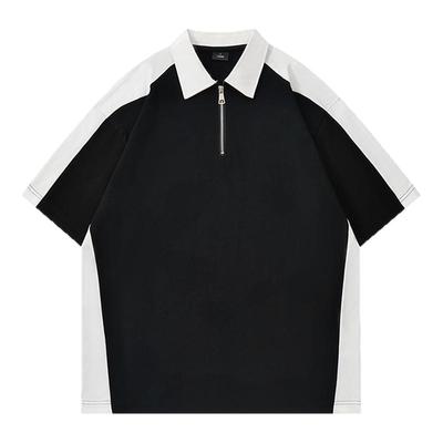 FOMK国潮情侣拼接翻领POLO衫