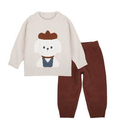 儿童睡衣男童家居服秋冬款小男孩半边绒冬季加厚a类软绵绵居家服