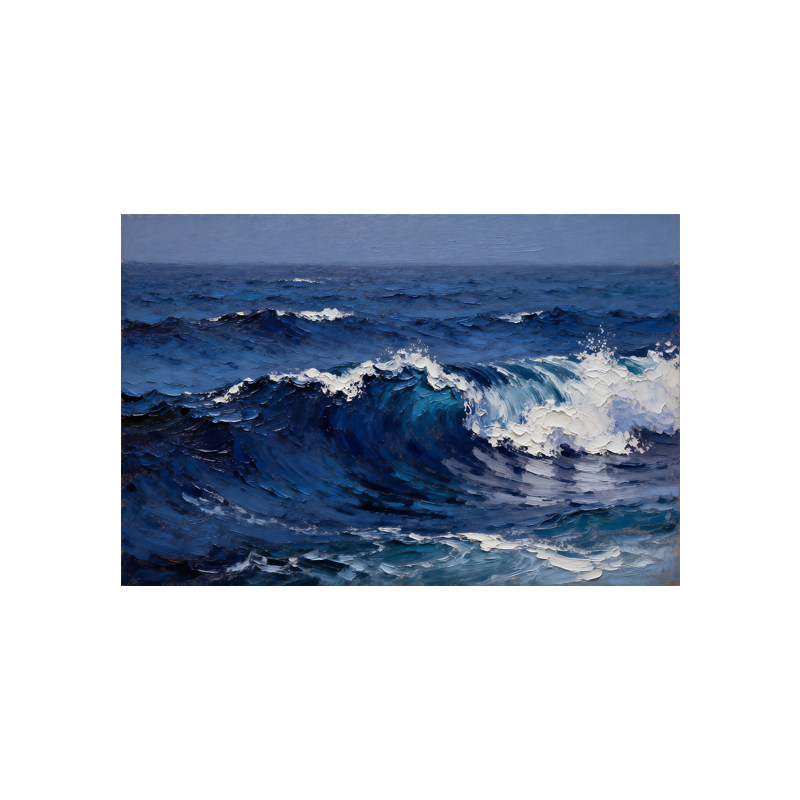 手绘油画海浪大海风景客厅装饰画