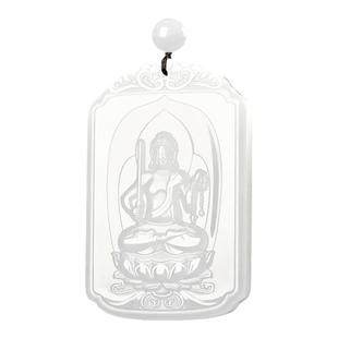 和田玉羊脂白玉不动明王本命佛吊坠男生肖鸡本命年玉石项链玉牌女